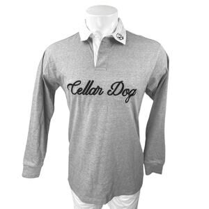 Ascolour Cellar Drop Mens Gray Embroidered Long Sleeve Colla Polo Sweater Top OS